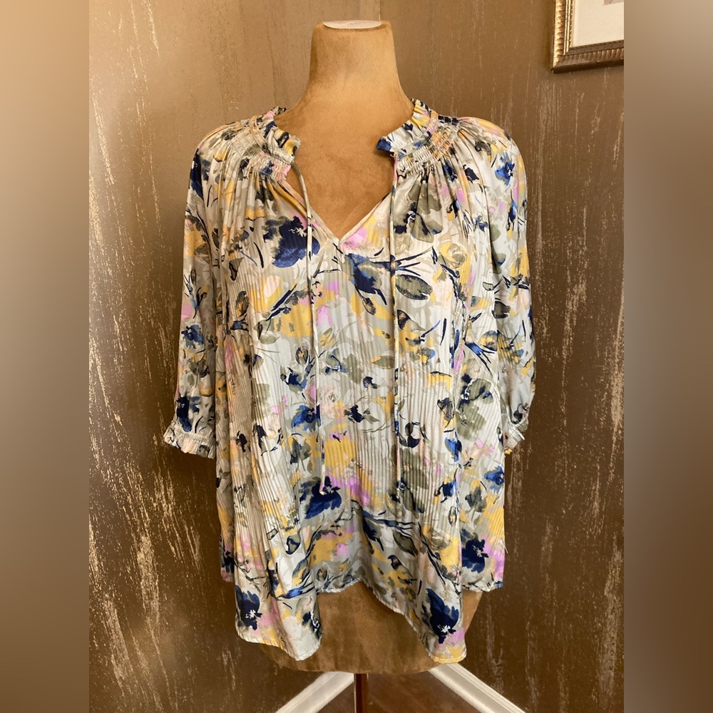 NWT Ophelia Roe Floral Print Peasant Top Size 3X